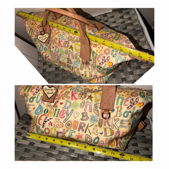 Dooney & Bourke Alphabet Print Satchel Cream Multicolor Leather Trim - Picture 16 of 16